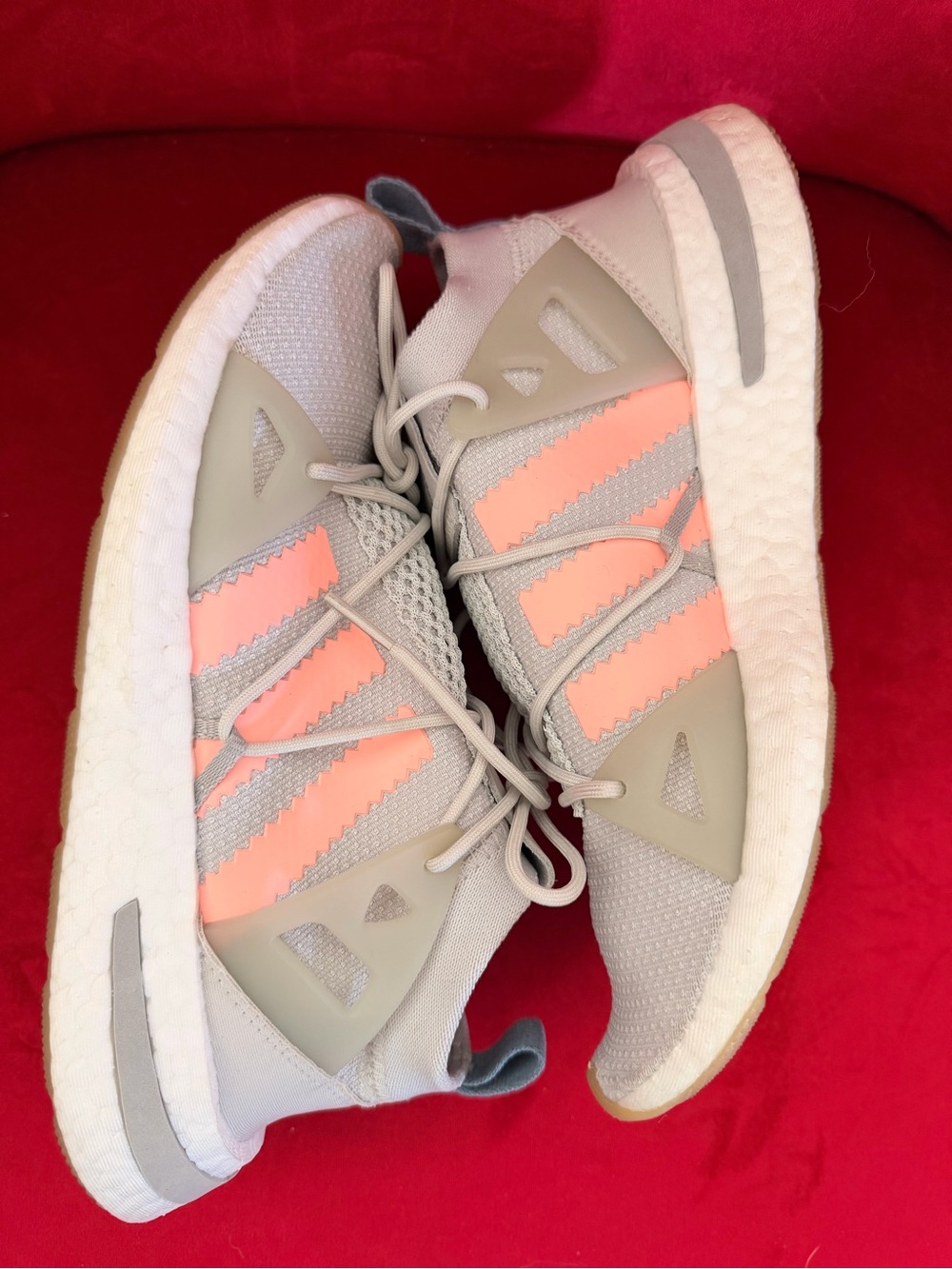 adidas Kids Sneakers in Light Gray and Coral